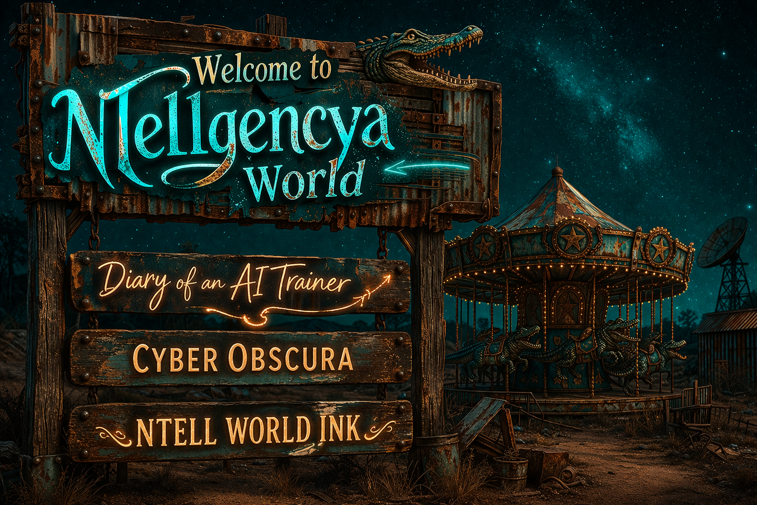 Welcome to NTellgencya World — showing Diary, Cyber Obscura, and NTell World Ink sections